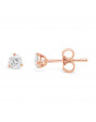 Solitaire Diamond Stud Earrings in a 3-Claw Setting, Set 18ct Rose Gold. Tdw 0.50ct
